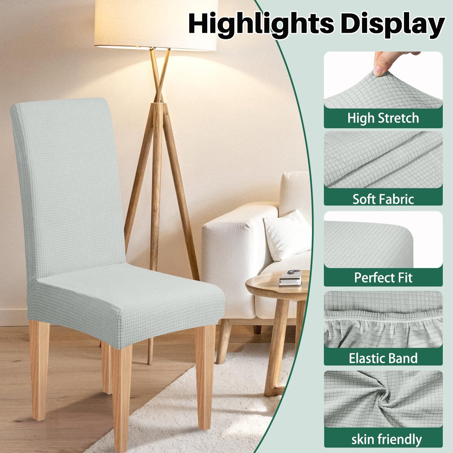 Dioxide Waterproof Chair Covers for Dining Chairs, Stretch Dining Chair Covers Set of 6, Parson Chair Slipcovers, Removable Washable Kitchen Chairs Seat Covers Protectors for Home Restaurant Banquet