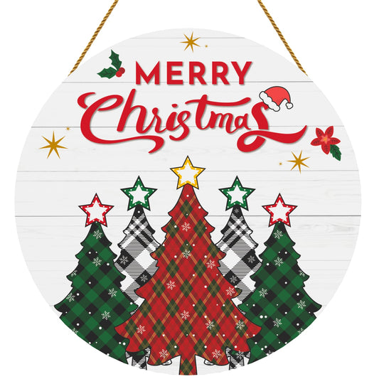 Chrismas Decorations Indoor Door Decorations Wreath for Front Door Hanger, Wood Chrismas Door Sign, Welcome Wreath Sign, Door Hanger Happy Holiday Sign Decorations for Porch Home Wall Decor 02