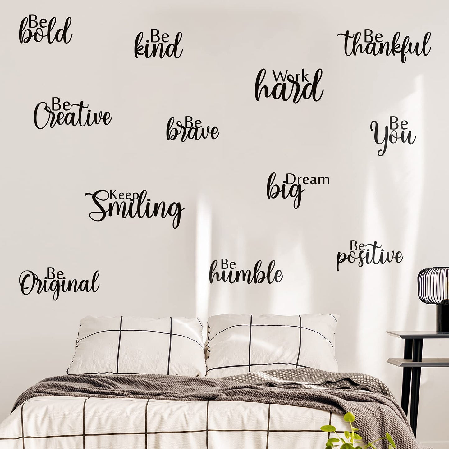Marspark 12 Pcs Inspirational Wall Decals Motivational Quote Peel and Stick Vinyl Wall Quotes Stickers Removable Positive Saying Mirror Decals for Office Nursery Offices Teen Dorm Classroom, Black