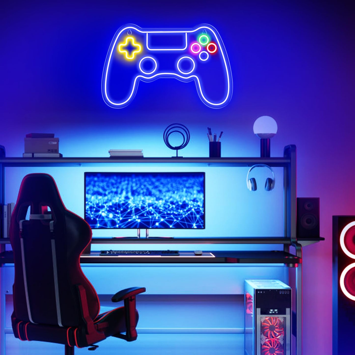 Kavaas Gamer Neon Sign, Game Controller LED Sign for Gaming Room Decor - Game Neon Sign for Teen Boy Room Decor - Best Gamer Gifts for Boys, Kids