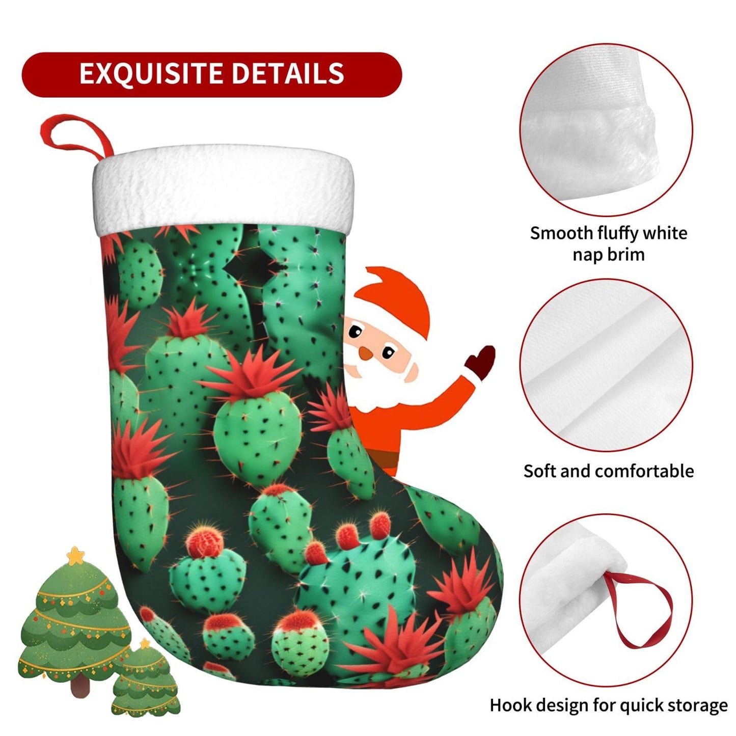 KOPUUYRD Many Small Cactus Art Print Luxurious Holiday Socks,Unique Christmas Socks for Joyful Season,Festive Ornament Classic