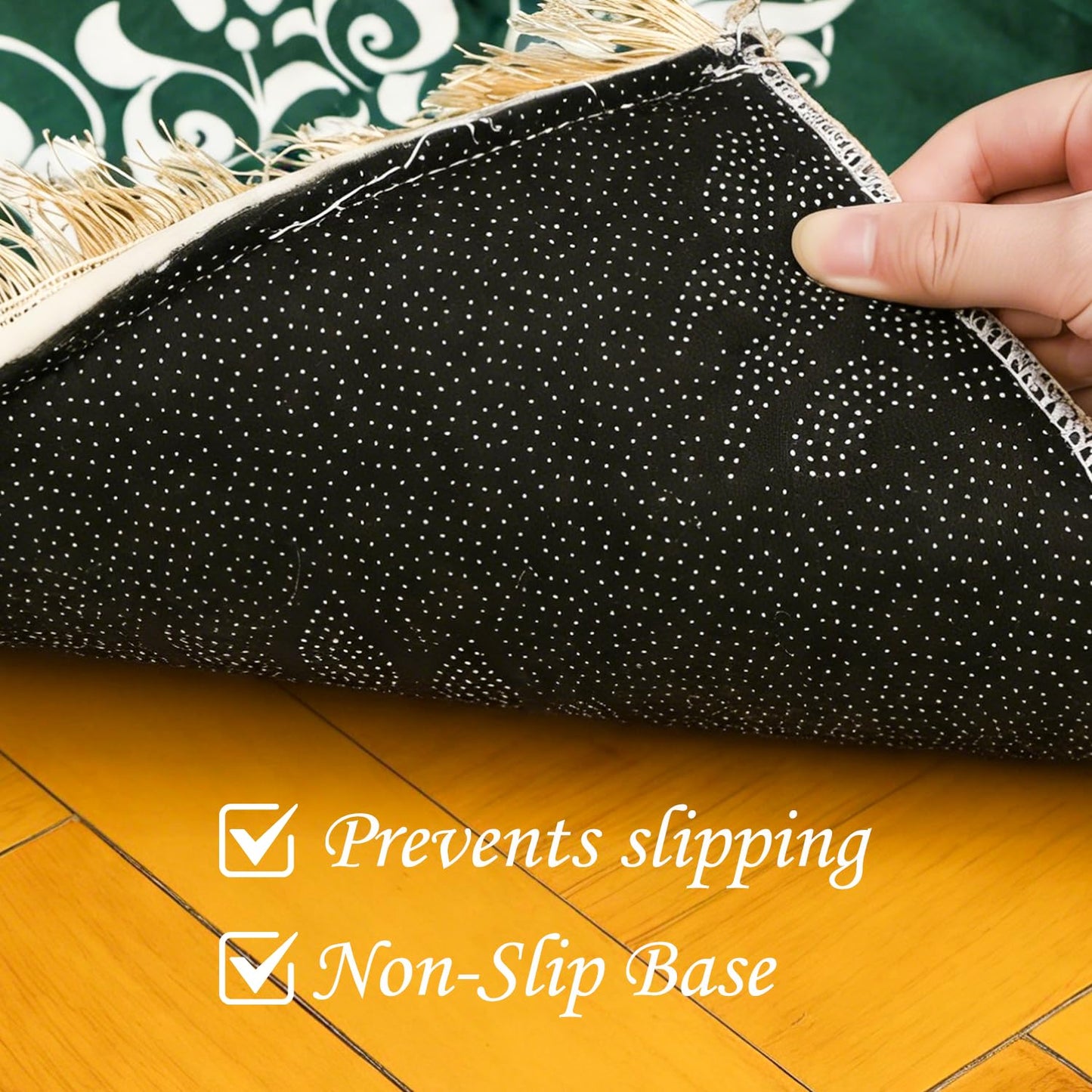 Prayer Mat Beads Ramadan Gifts - Thick Muslim Prayer Rug Islamic Tasbih Black Prayer Beads, Islamic Praying Mat Carpet for Namaz Salah Meditation Eid Decorations for Home