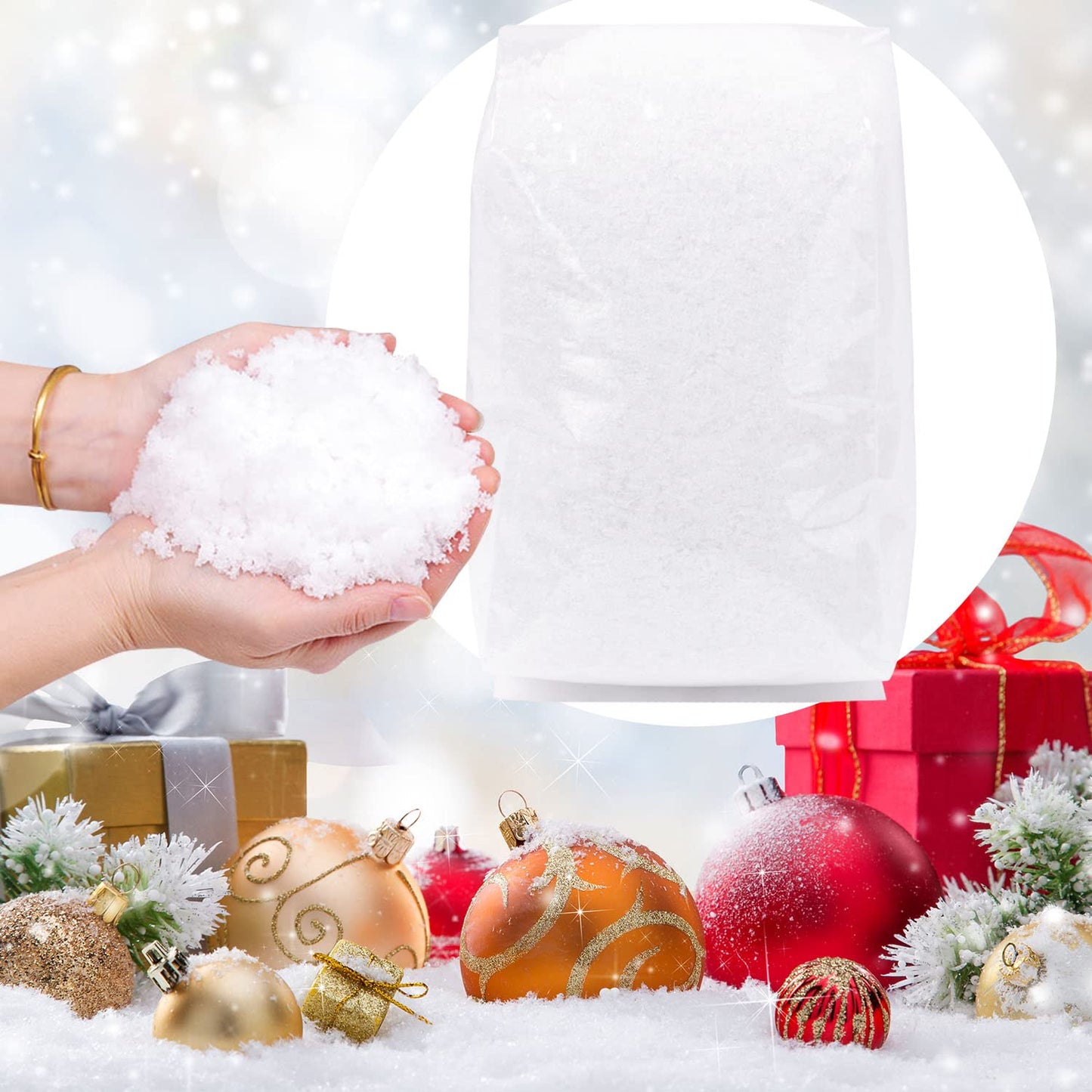 hatisan 13 Ounces Fake Snow Decoration - Artificial Snow for Christmas Decoration, Fake Snow for Crafts Village Displays - Dry Plastic Snowflakes for Holiday Decor Craft Winter Displays