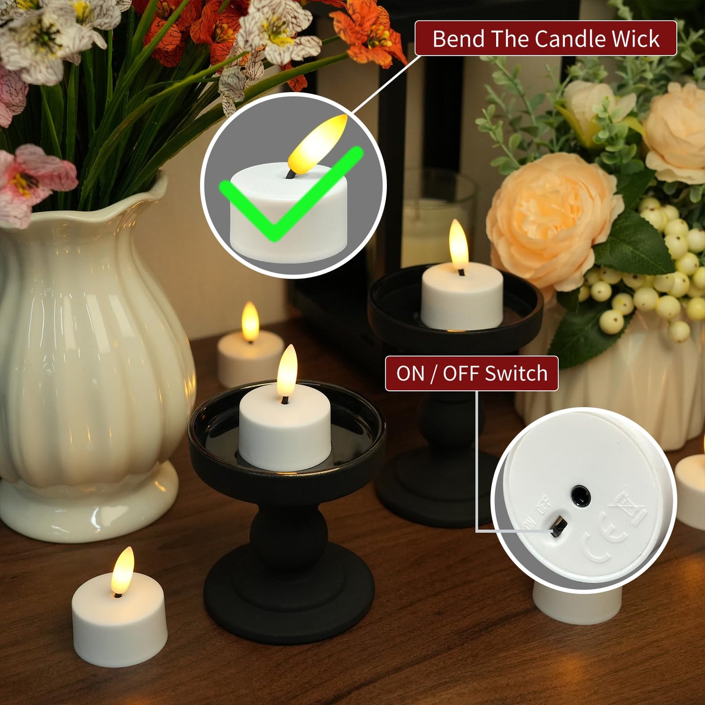 HAIDOLIANG Rechargeable Tea Lights with Remote Timer & Dimmer, USB Flickering Battery Operated Flameless Candles for Aniversary, Wedding Centerpiece Table Decor, Halloween, Christmas (6PCS)