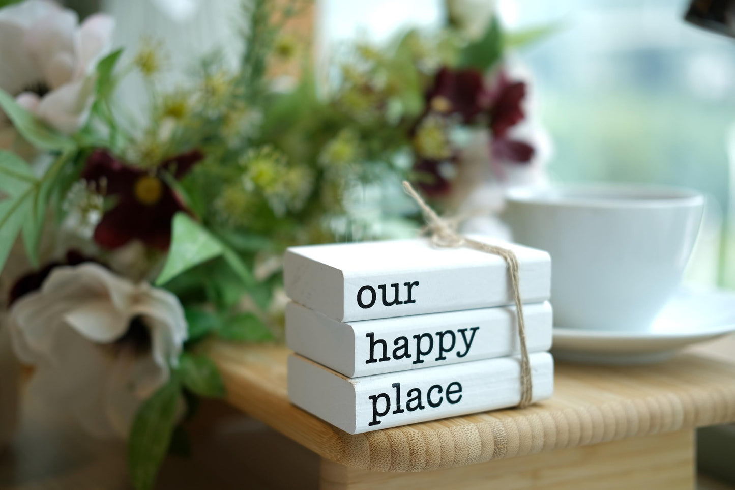 LIVDUCOT Farmhouse Mini White Decorative Books for Tiered Tray Decor - Wooden Book Stack Faux Books for Coffee Table Living Room Decoration - Small Shelf Decor Accent