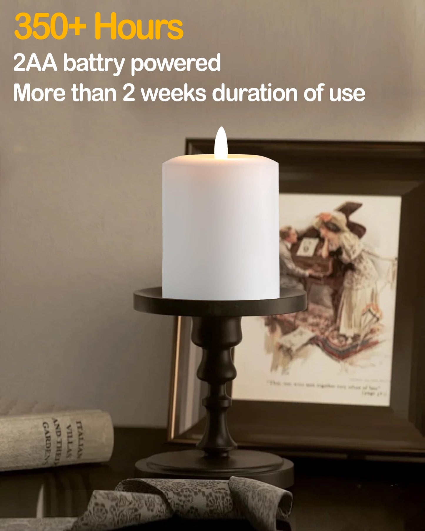 Gmnee 3"x4" Flickering Flameless Candles with Remote Timer, Real Wax, White Pillar Candles, Set of 3 Fake LED Battery Operated Candles for Home, Fireplace, Centerpiece, Rustic and Farmhouse Decor