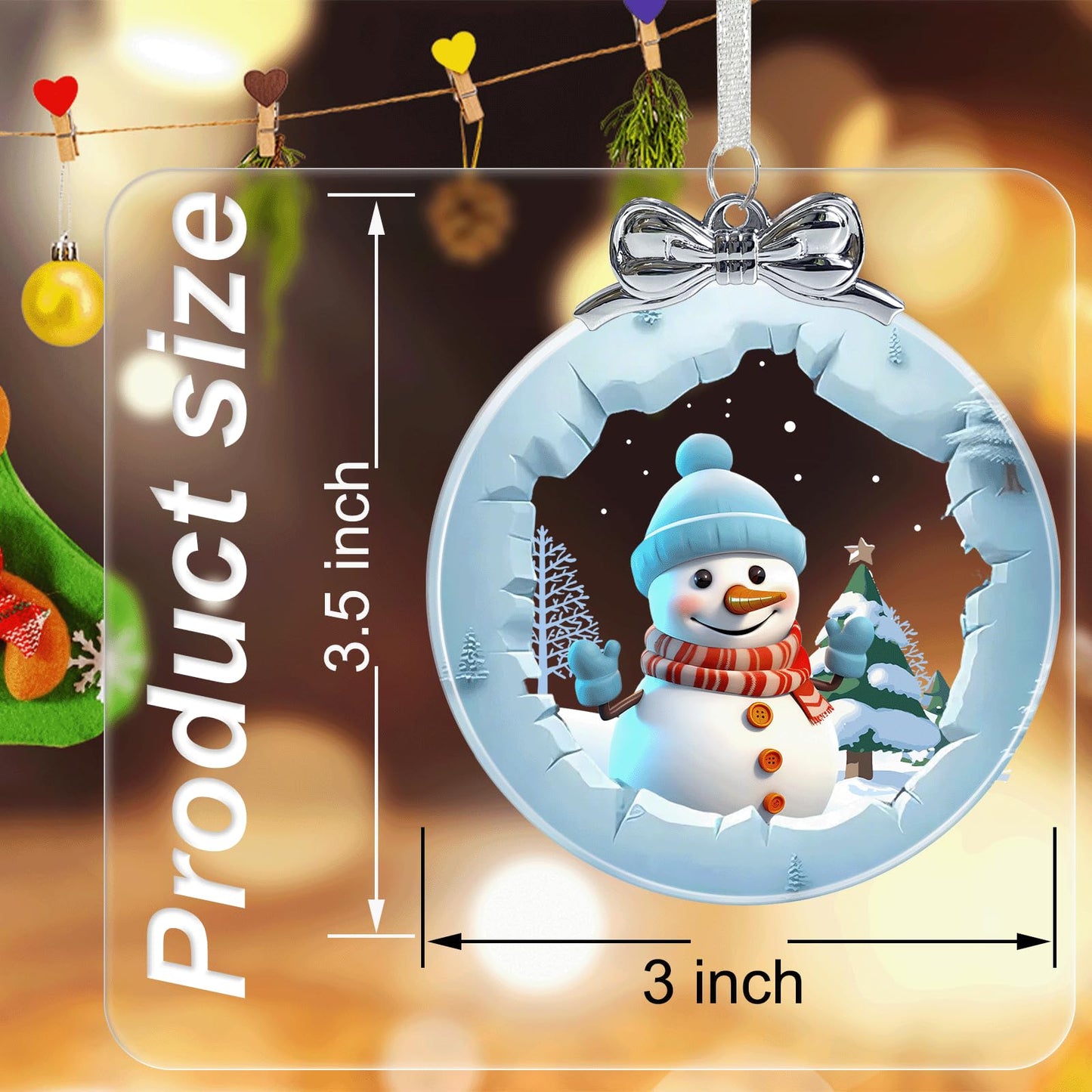 Snowman Ornaments for Christmas Tree Crystal Glass, Snowman Christmas Ornaments Xmas Decorations, Holiday Keepsake Present Exchange Ideas