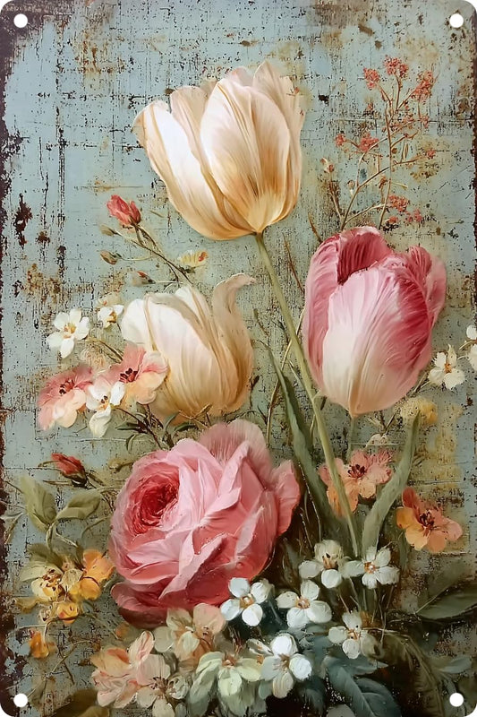 FWBOYSV Vintage Tin Sign Retro Metal The Flowers Signs For Home Decor Stylish Wall Art Plaques Gift For Home Bathroom Kitchen And Gothic Wall Decor In Every Room 12x8 In