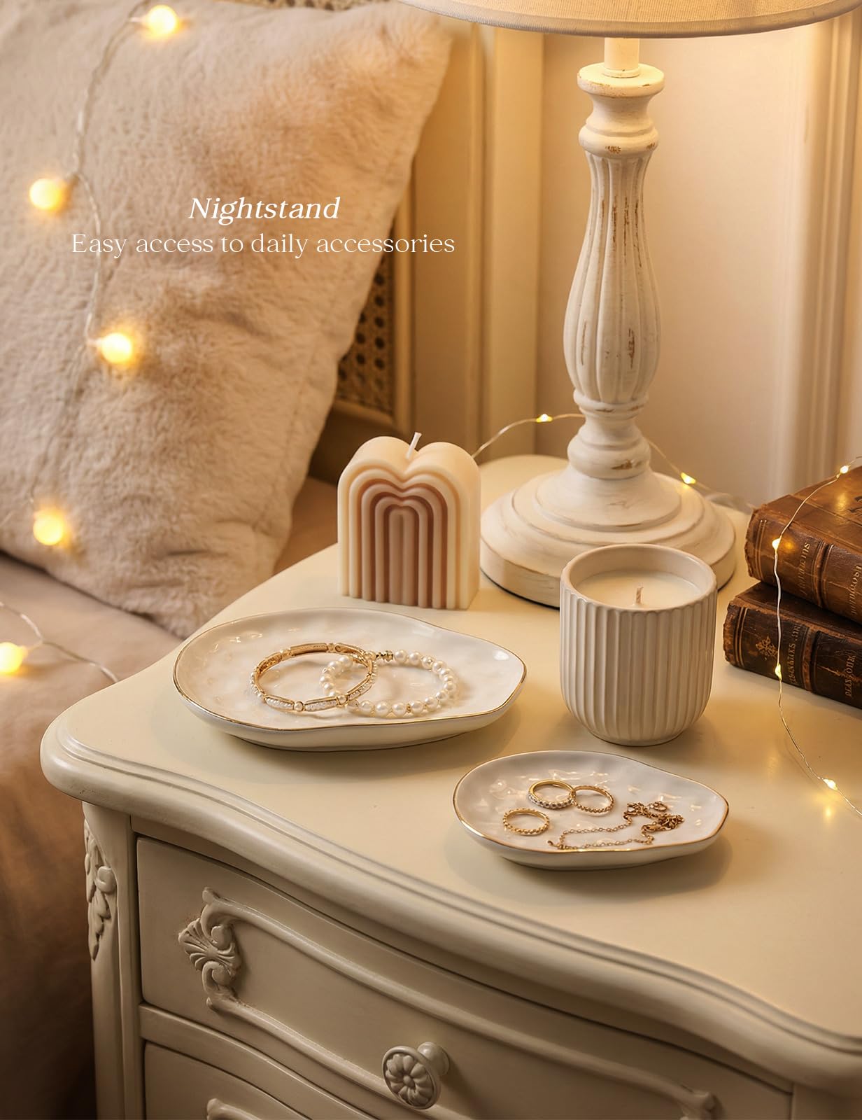 AISBUGUR Jewelry Dish Set of 2, Large Jewelry Tray for More Jewelry Ring Dish Jewelry Bowl with Beautiful Package and Greeting Card Perfect for Birthday Gifts for Women