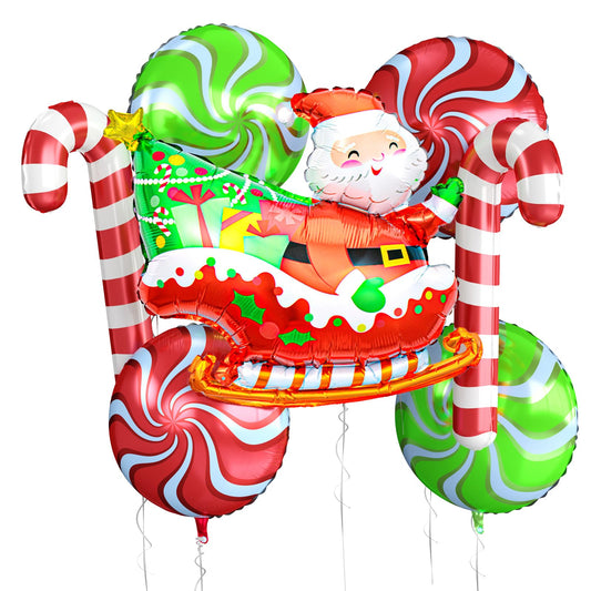 Biapian Christmas Balloons Decorations, Large Santa Claus Balloons Foil Red Green Windmill Candy Cane Balloon Helium for s Christmas Baby Shower Holiday Xmas New Year Birthday Party Decorations