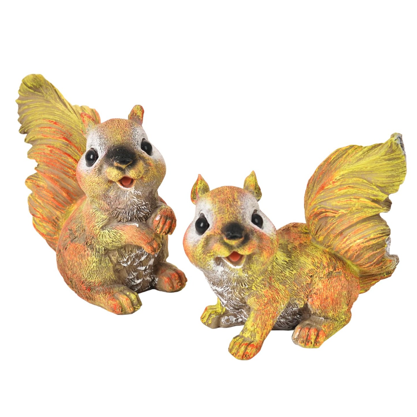 Sungmor Set of 2 Squirrel Outdoor Garden Statues, Resin Animal Sculptures Cute Squirrel Statue, Squirrel Figurines for Outdoor Lawn Yard Decor, Home Garden Ornament Housewarming Gift