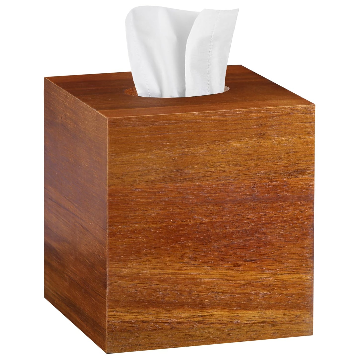 BIBELUN Square Tissue Box Cover,Acacia Wood Tissue Box Holder for Desktop Nightstand Bathroom Office,Decorative Facial Tissue Cube Box Cover/Organizer for Modern Home Decor