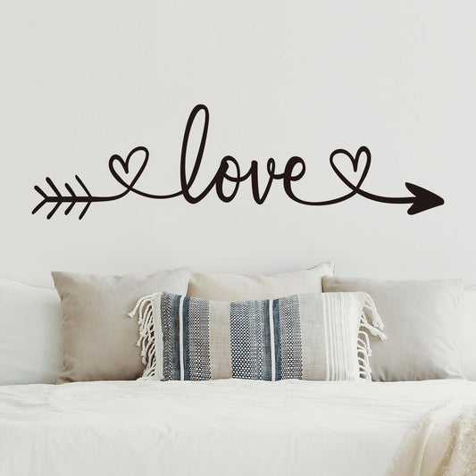 AnFigure Love Quotes Wall Stickers: Inspirational Vinyl Art Couples Wall Decals for Home Bedroom Bathroom Living Room - Love Arrow 25"X7"