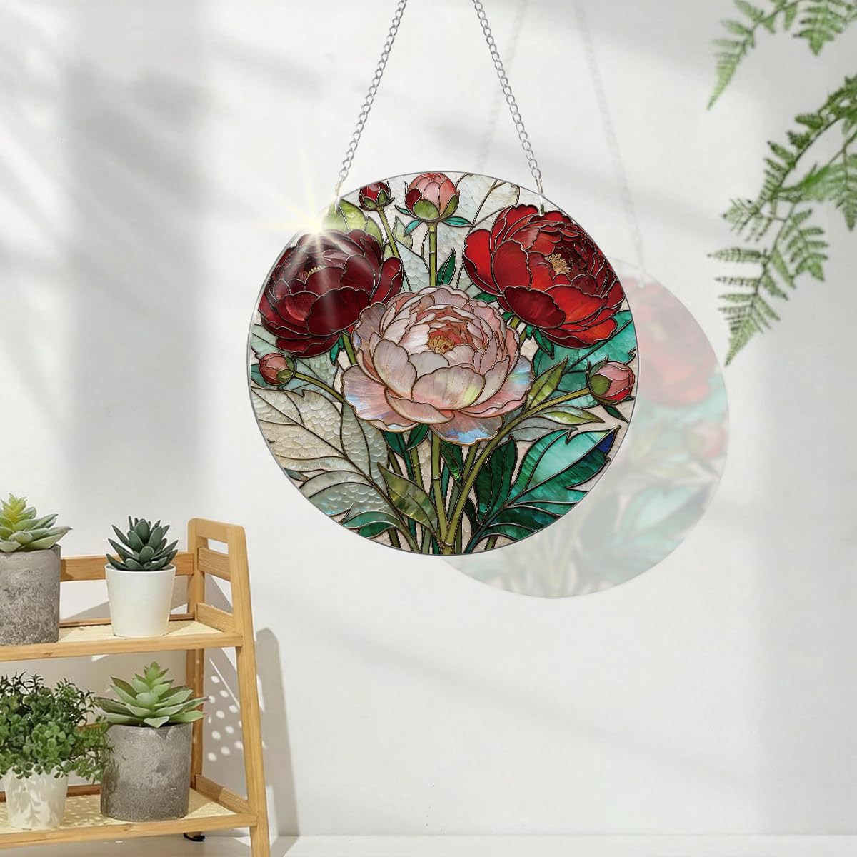 Flower Window Decor, Acrylic Hanging Suncatcher, Indoor Window Wall Art, Home Garden Decorations, Valentines Day Decor Ornaments, Floral Botanical Lover Gift