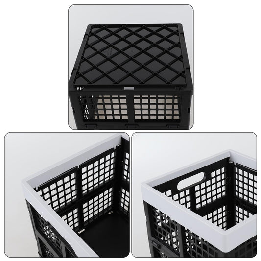 Oymlclivisa 18 L Collapsible Plastic Storage Crates, Square Foldable Crates for Storage, 3 Pack, Black