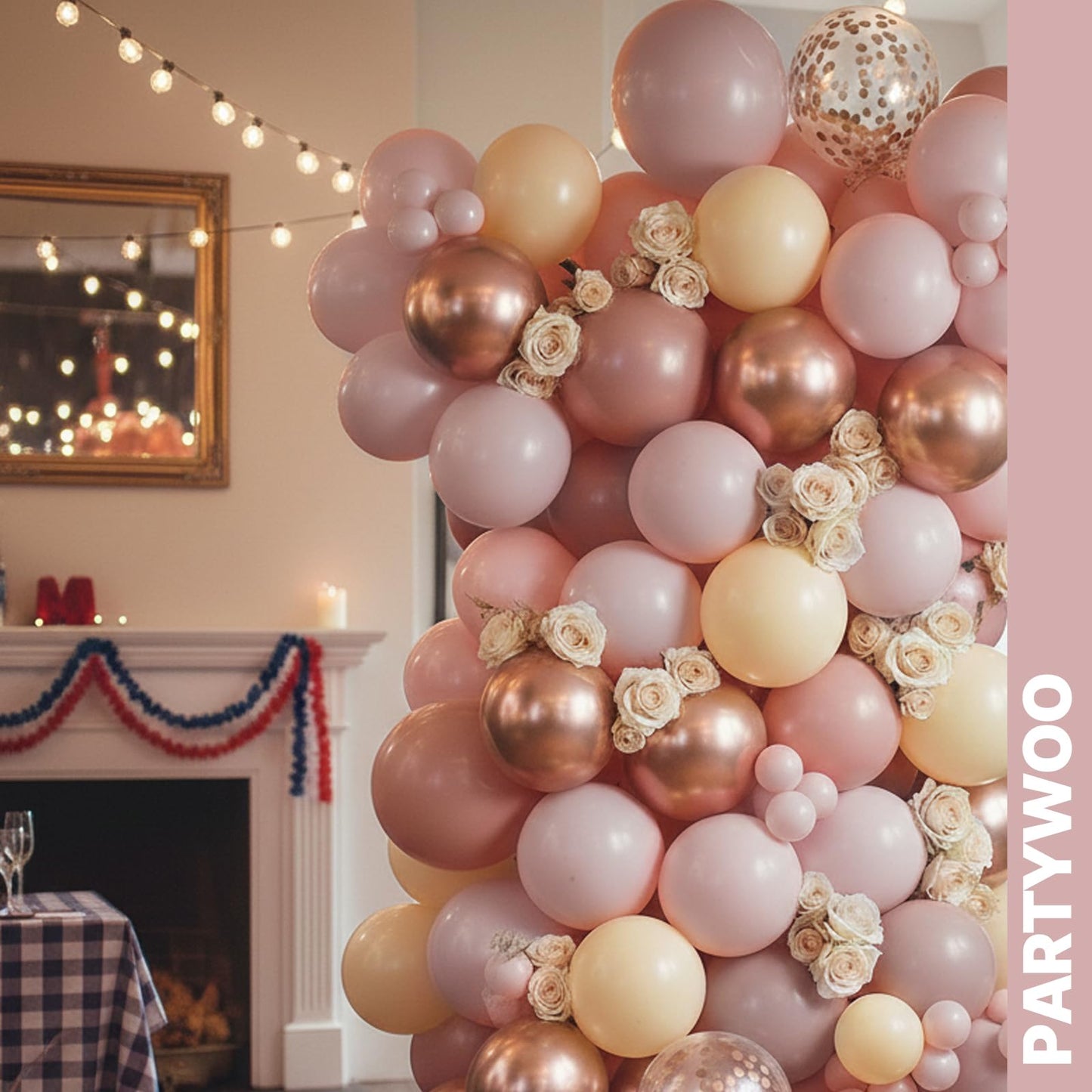 PartyWoo Dusty Pink Balloons 66pcs 12 Inch Blush Rose Pink Metallic Rose Gold Nude Boho White Sand Confetti Balloons for Baby Shower Birthday Gender Reveal Wedding Anniversary Party Decorations