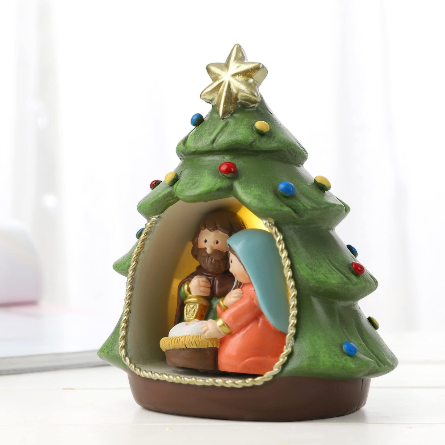 Hodao Nativity Sets for Christmas Indoor Decorations Holy Family Nativity Scene for Xmas Decor Gifts - Christmas Party Home Decorations(Green)