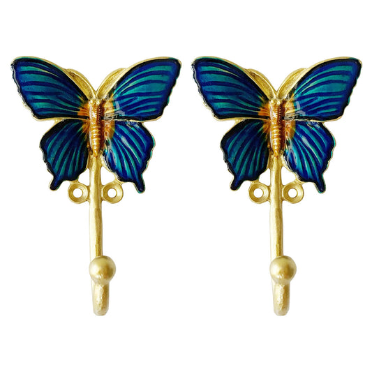 Pasiir 2 Pack Decorative Wall Hooks, Vintage Butterfly Shaped Metal Wall Hook for Hanging Coats Clothes Keys Hats Towels