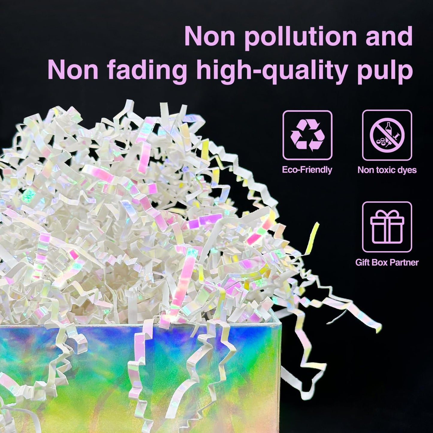 Corlcol 200g(7oz) crinkle paper filler grass Cushion Paper Streamer for Gift Box and Basket On Christmas Wedding Birthday Bridesmaid(Diamond White)