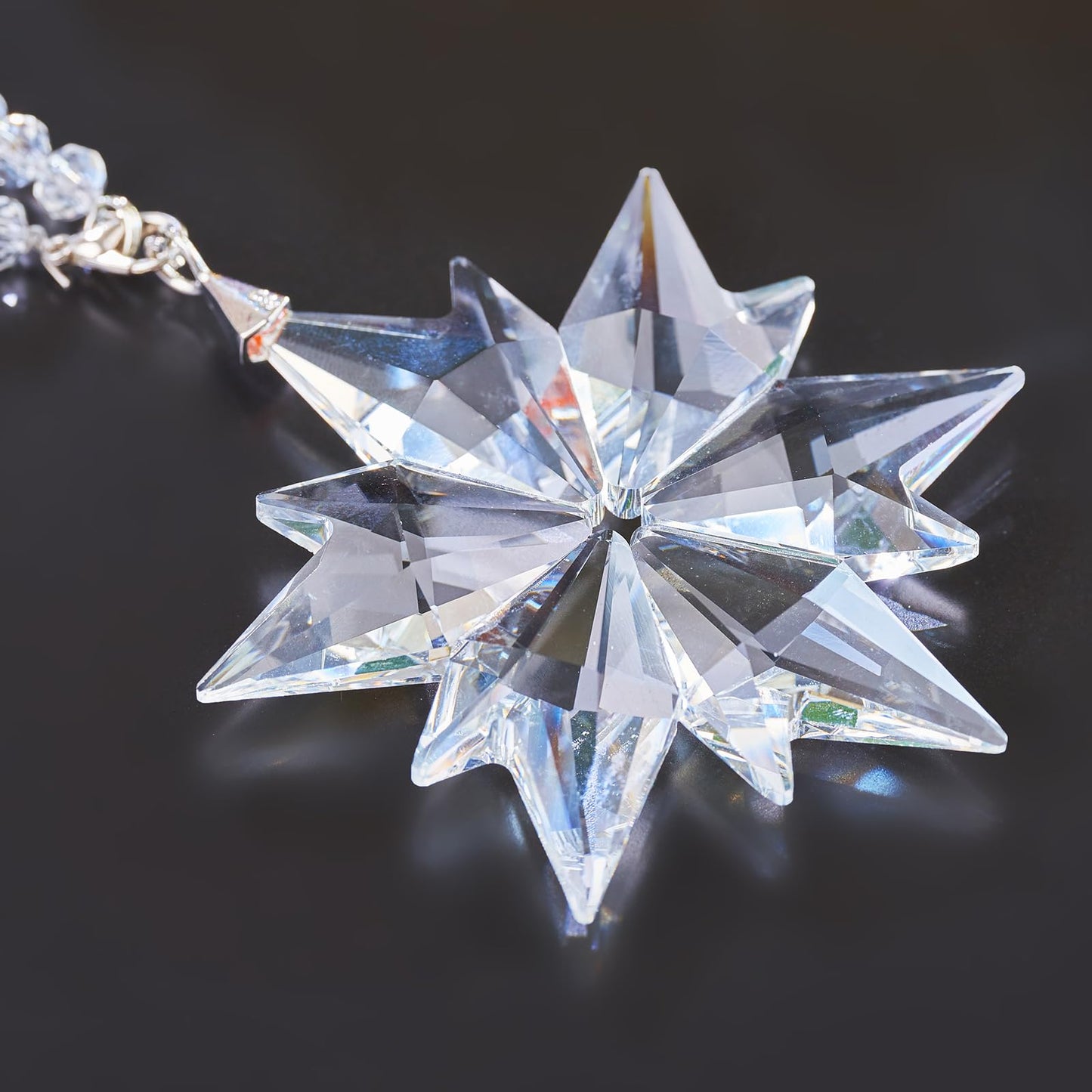 Christmas Ornaments Crystal Snowflake Suncatcher Indoor Window Hanging, Sparkly Crystal Ornaments for Christmas Tree, for Women Girls Home Garden Decor (Single-Layer Snowflake (Clear))