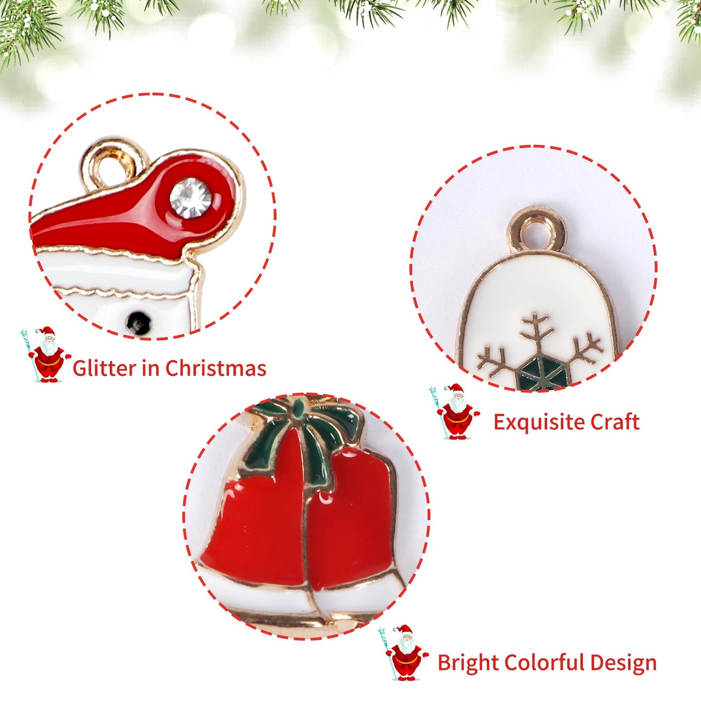 Edenseelake 30 Pcs Christmas Ornaments Set Mini Hanging Resin Metal Christmas Ornament with String for Christmas Tree Decoration