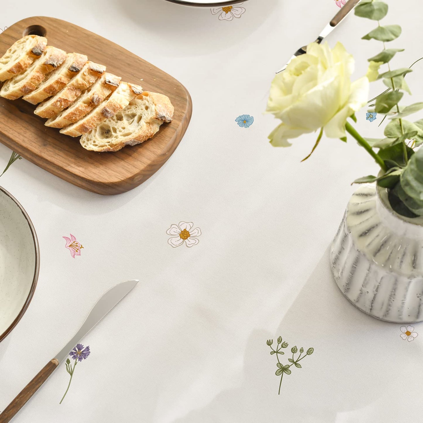 Horaldaily Spring Summer Tablecloth 60x120 Inch Rectangular, Wild Flowers Floral Table Cover for Party Picnic Dinner Decor