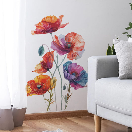 TUOKING Painted Flowers Wall Stickers Decor Removable Wall Murals Peel and Stick Wall Art Decal Home Decor for Kitchen,Bedroom,Living Room(fun-c42)