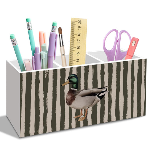 nvucamd Mallard Duck Pen Pencil Holder for Desk, Preppy Olive Ducks Office Desk Accessories, Trendy Cute Mallard Duck Pen Holders Organizer for Nursery Classroom Bathroom