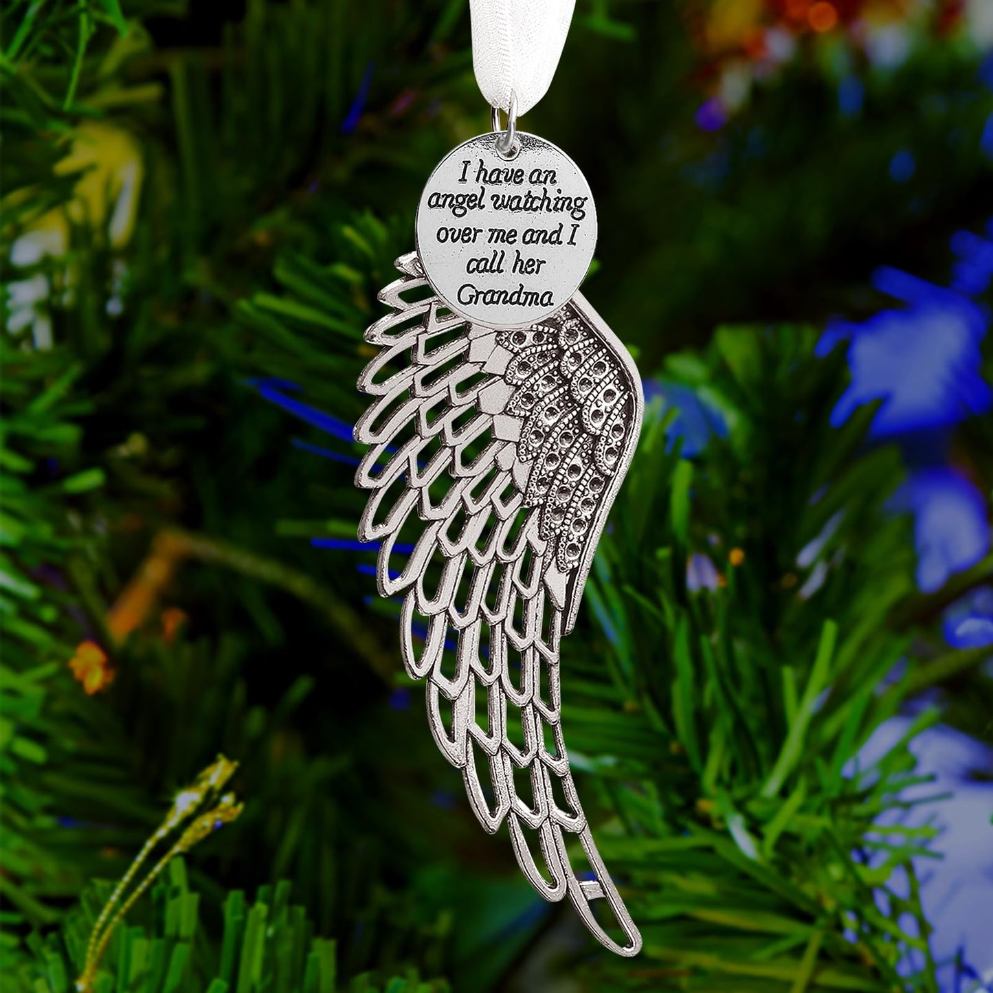 Memorial Christmas Ornament Angel Wings, Sympathy Gifts for Loss of Mom in Memory of Loved One in Heaven Keepsake Remembrance Christmas Tree Decoration