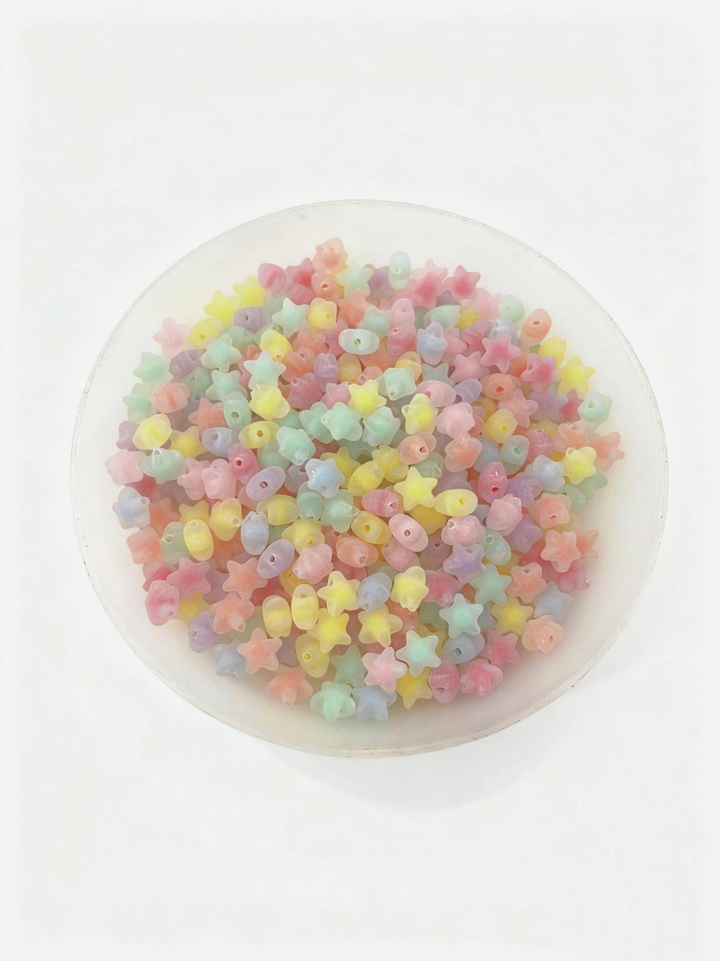 MoMolly 200 Pcs Beads for Crafts with Holes Pony Frosted Acrylic Filler Spacer Beads Bulk Star Shape for DIY Crafts Decoration and Jewelry Making