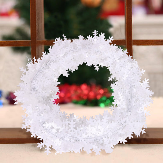 CCINEE 75 Feet Snowflake Wire Garland for Christmas Decoration, White Wired Tinsel Garlands for Xmas Tree Wreath Craft Birthday Winter Wonderland Party Ornaments 3 Roll