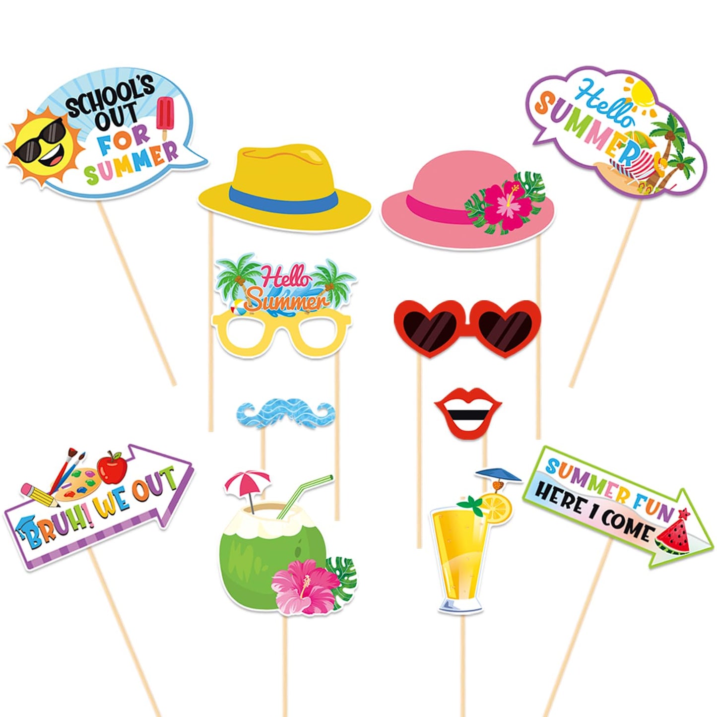 School's Out for Summer Photo Props Last Day of School Decorations Peace Out School Hello Summer Photo Booth Props Goodbye School Hello Pool Summer Vacation Party Decoration Supplies 35 Pieces