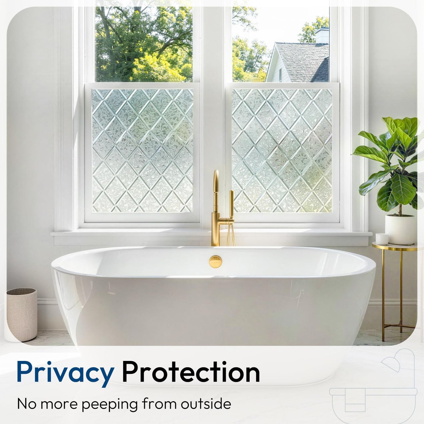 rabbitgoo Window Privacy Film, Decorative Privacy Window Film Sun Blocking, Frosted Glass Cling for Home Door, Non-Adhesive Static Cling Sticker Covering Heat Blocker, Clear, 17.5" x 78.7"