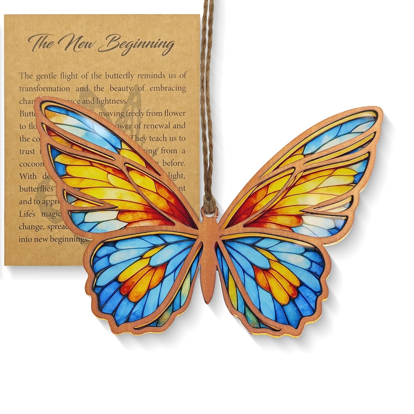 Butterfly Suncatcher - Stained Glass Acrylic Hanging Ornament for Window, Gift for Women, Butterfly Wall Decor for Home, Bedroom, Garden, Christmas Tree