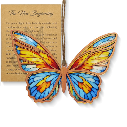 Butterfly Suncatcher - Stained Glass Acrylic Hanging Ornament for Window, Gift for Women, Butterfly Wall Decor for Home, Bedroom, Garden, Christmas Tree