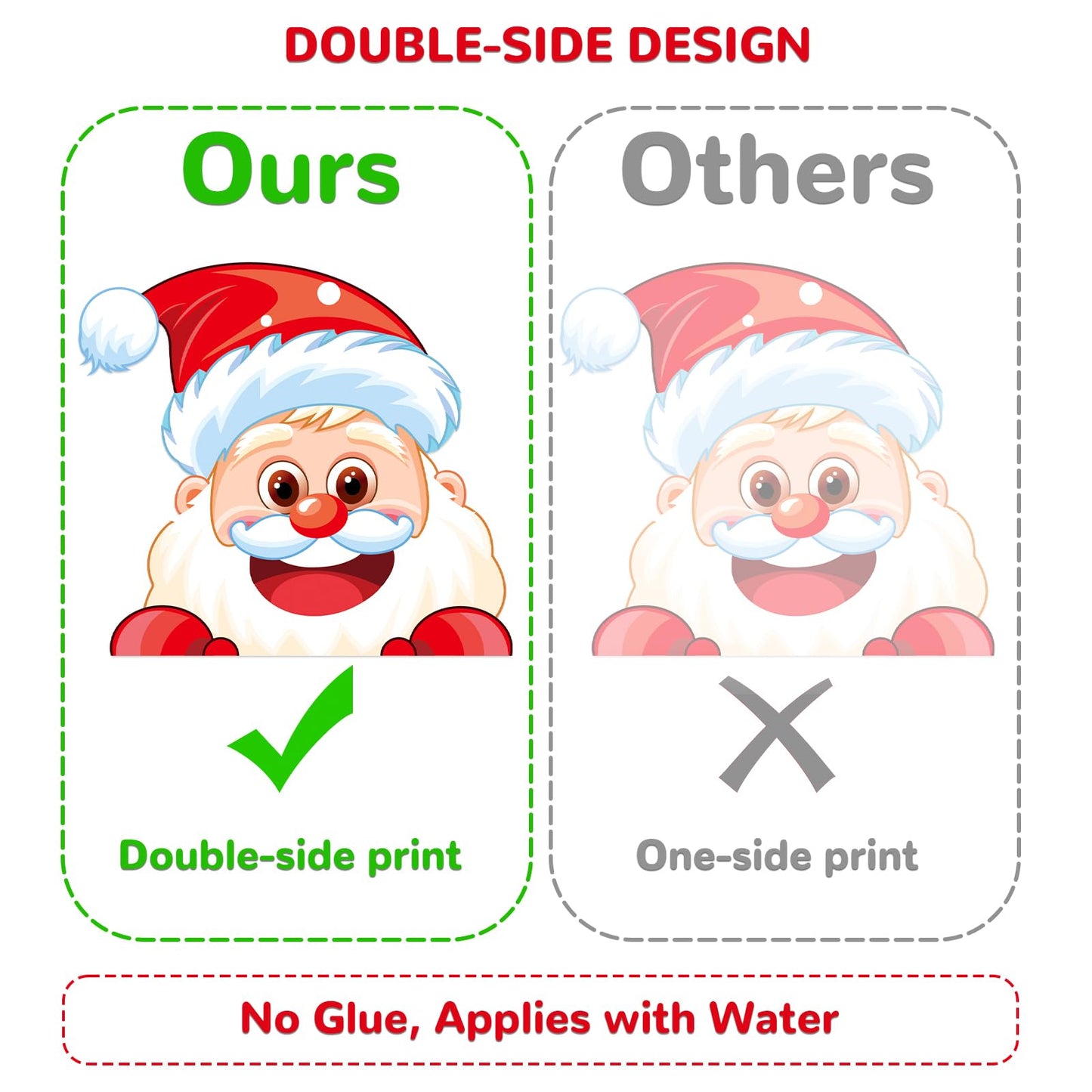 AOWDIAO Christmas Window Clings - 145 Pcs Xmas Glass Stickers, Santa, Snowflakes, Reindeer, Snowman - Winter Holiday Window Decorations for Festive Spirit