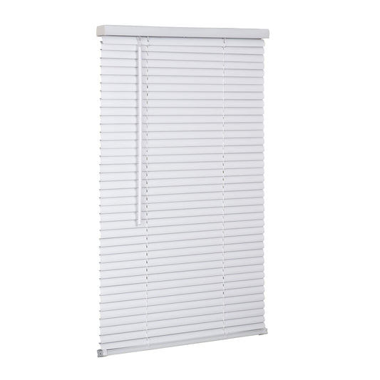 LOTUS & WINDOWARE Cordless Mini Blind, 1" Vinyl Slats, 68" Wide x 48" Long - White, Window Blinds for Home and Office, Interior Door Blinds - Light Filtering