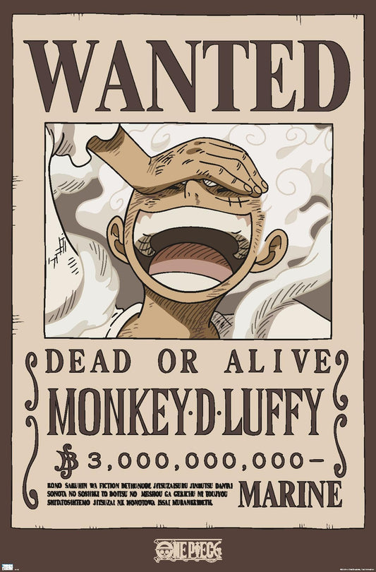 One Piece - Monkey D Luffy Wanted Poster Wall Poster, 34L" x 22.4W", Unframed Version