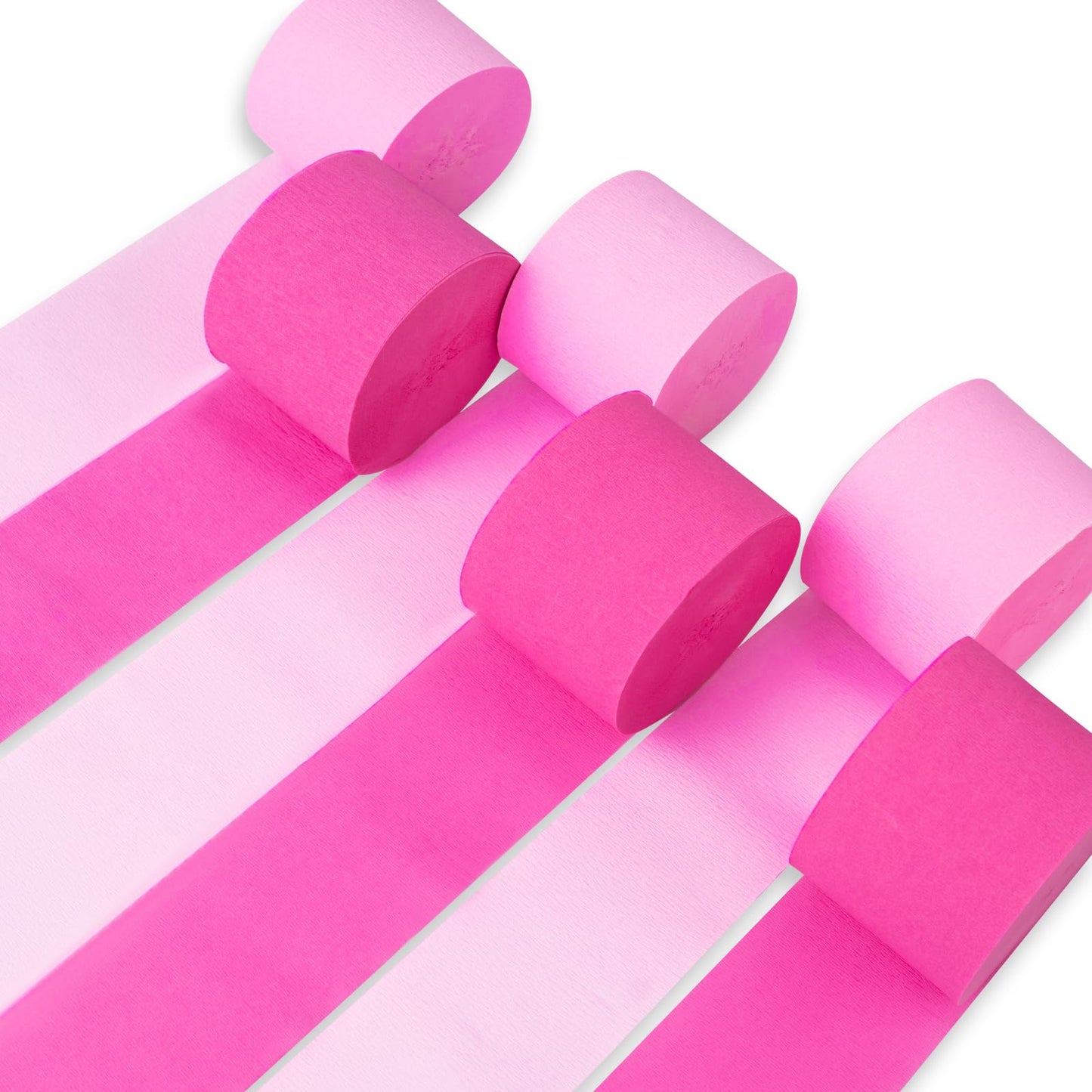 PartyWoo Pink Crepe Paper Streamers 6pcs 492ft Pack of Light Baby Pastel Hot Pink Crepe Paper Streamers for Birthday Gender Reveal Baby Shower Graduation Wedding Bachelorette Party Decorations