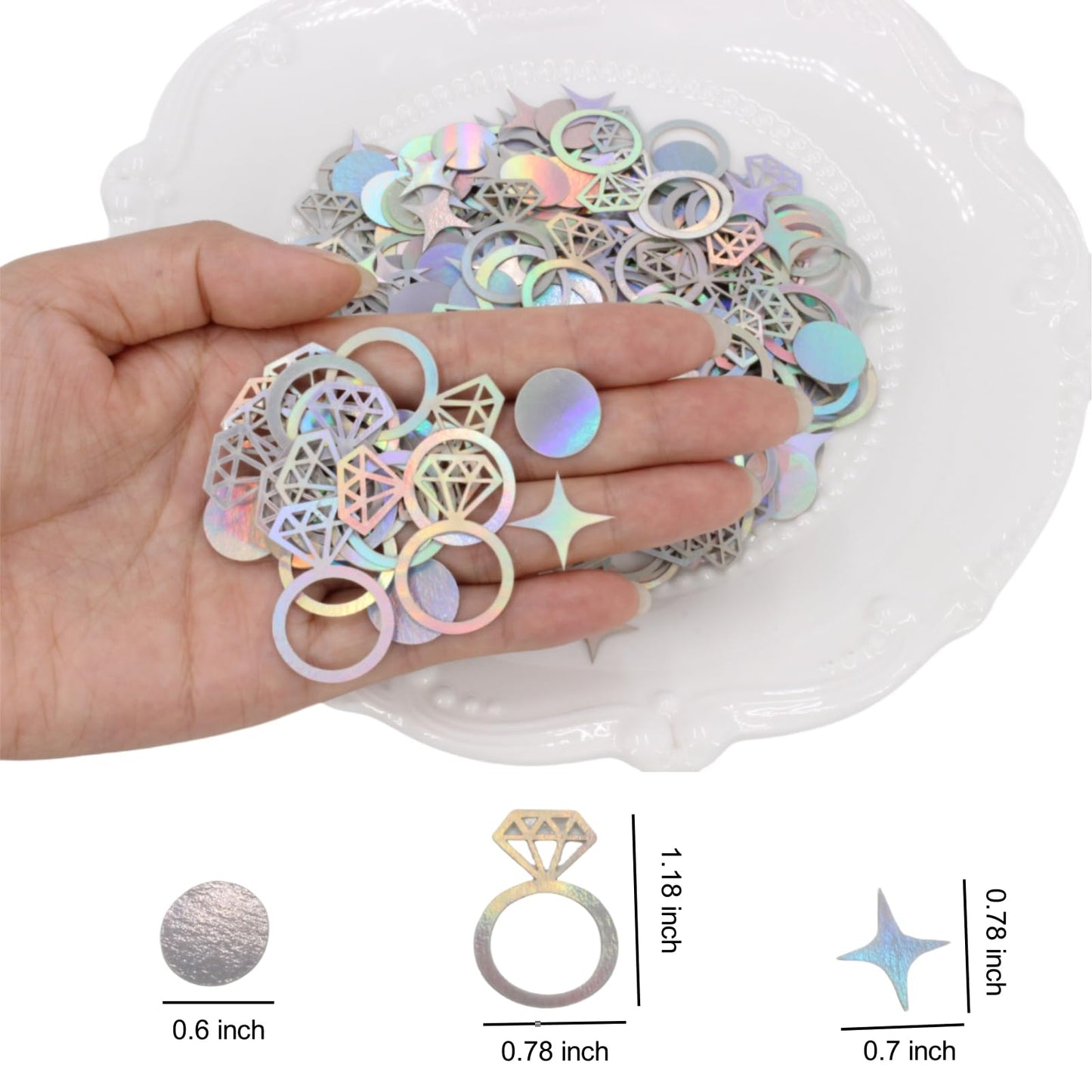 Blopee 300 PCS Iridescent Bachelorette Confetti, Engagement Confetti Wedding Shower Table Decorations, Ring Table Scatters for Bridal Shower Decorations