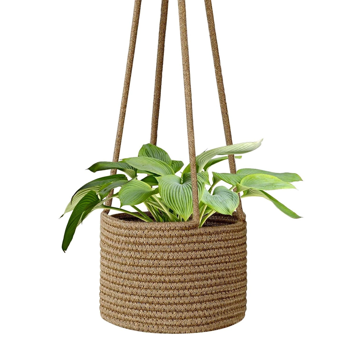 Flexzion Macrame Plant Hanger Basket for Indoor Plants - 8 Inch Jute Rope Planter Pot Cover, Woven Hanging Plant Holder Up to 7 Inch Pots, Boho Hanging Planters Home Decor Storage Organizer (Brown)