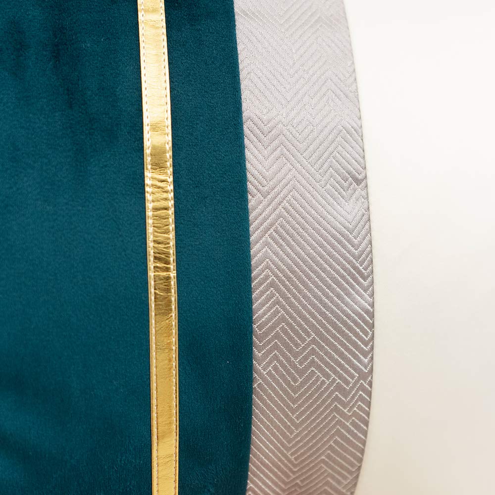 Avigers 20 x 20 Inches Teal White Gold Leather Striped Patchwork Velvet Cushion Case Luxury Modern Throw Pillow Cover Decorative Pillow for Couch Living Room Bedroom Car