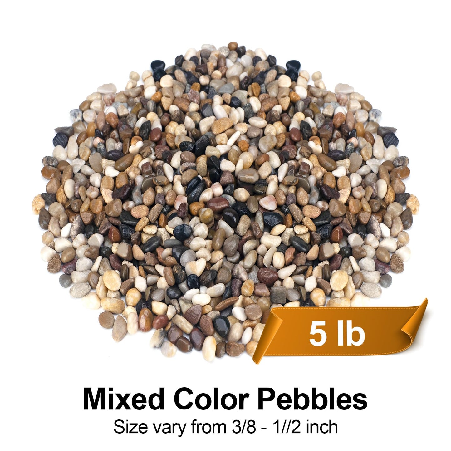 Pulovin 5 lbs Pebbles for Indoor Plants, Succulent, Bamboo, Vase, 3/8" Plant Rocks for Pots Indoor, Small River Rocks Decorative Pea Gravel, Highly Polished