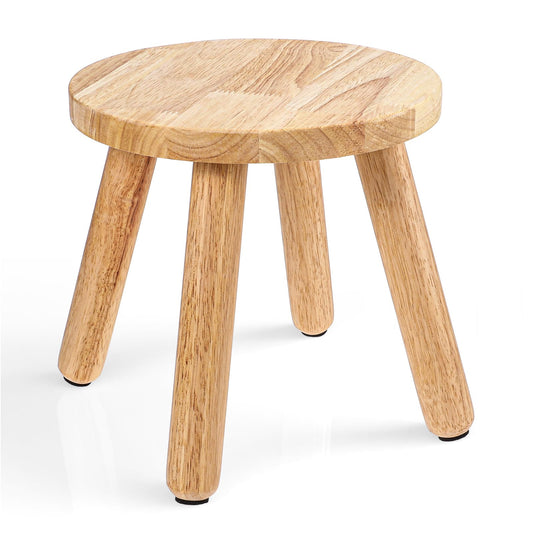 FdcZeyxior Natural Solid Wood Step Stool 9 Inch Short Sit Chair Portable Round Small Four Legged Wooden Sitting Stool for Adults Bathroom Classroom Bedroom Kitchen Plant Stand Decor, Detachable
