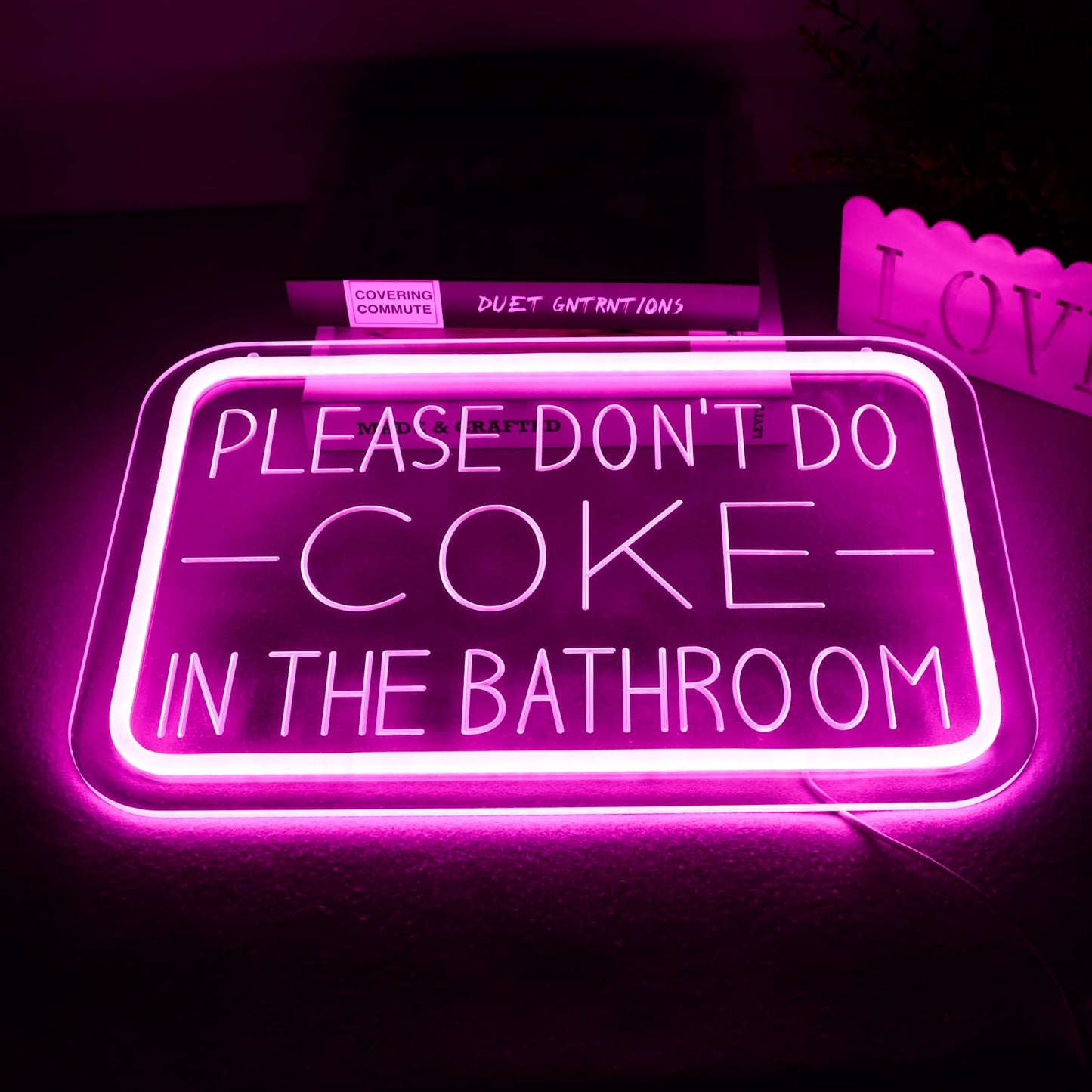 qbanziou Please Don’t Do Coke in the Bathroom Neon Sign for Wall Art，Led Neon Light Decoration of Bathrooms in Bars and Clubs，Restroom、funny bathroom decor，Gifts for Teen Boys