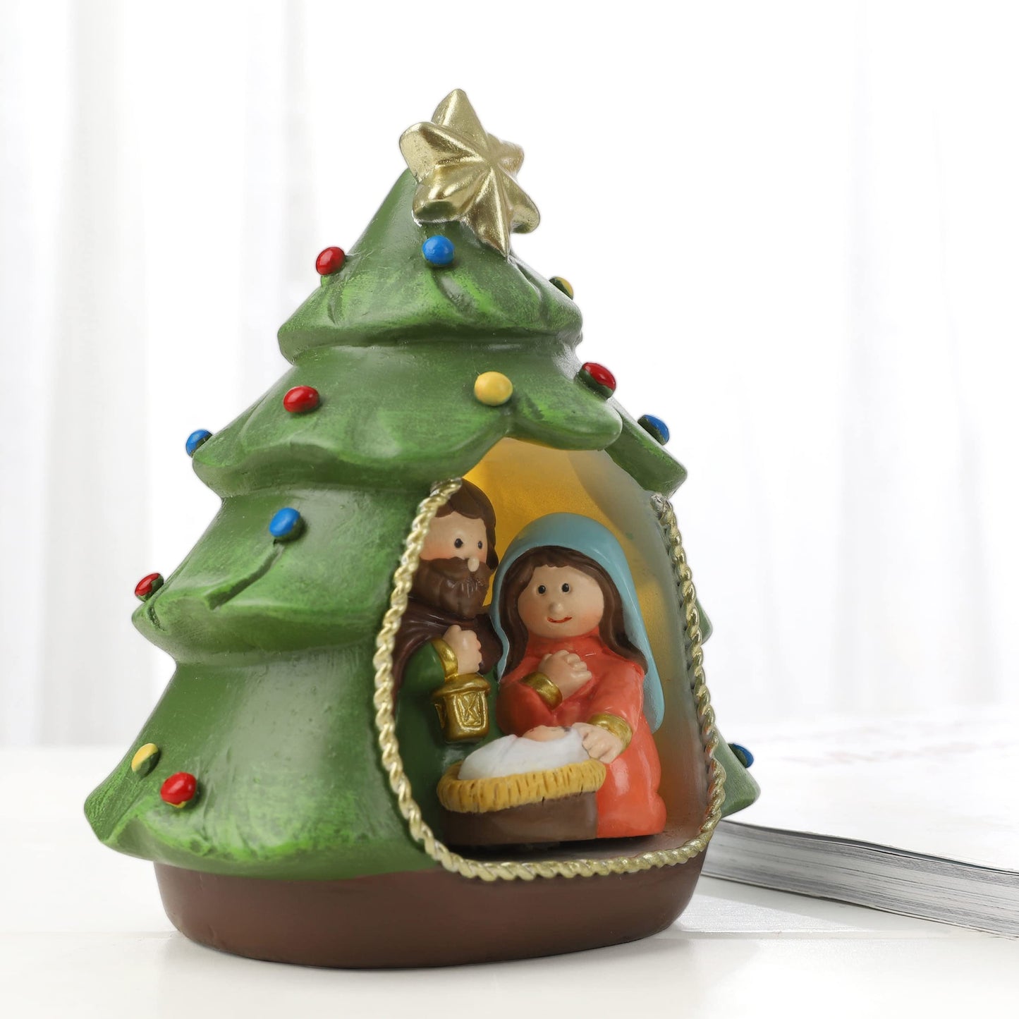 Hodao Nativity Sets for Christmas Indoor Decorations Holy Family Nativity Scene for Xmas Decor Gifts - Christmas Party Home Decorations(Green)