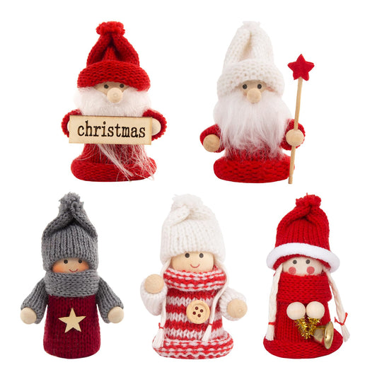 5pcs Christmas Ornaments, Handmade Christmas Dolls Ornaments, Mini Santa Claus Decorations for Christmas Tree Hanging Decorations, Holiday Centerpiece, Christmas Decor, and Home Decor