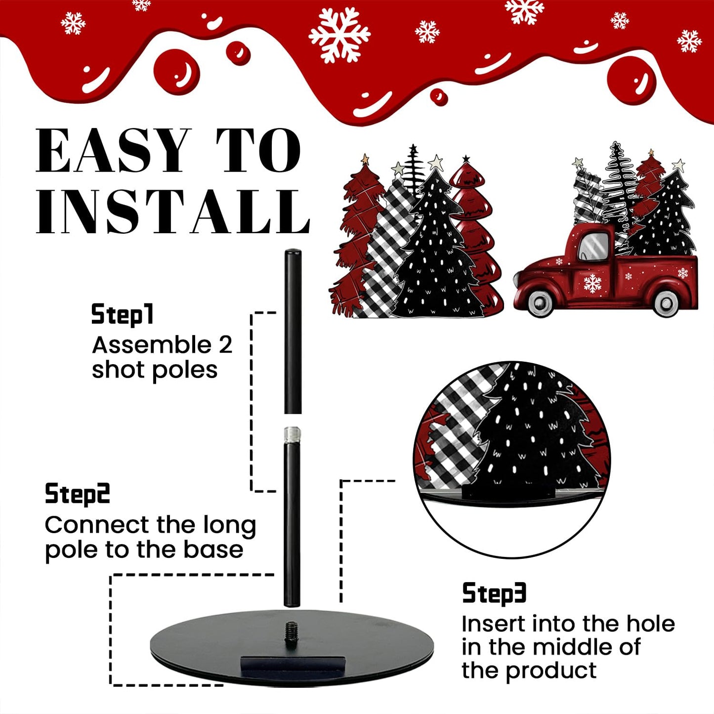 Christmas Paper Towel Holder, Red Truck Christmas Decor, Buffalo Plaid Christmas Tree Towels Paper Holder for Kitchen Countertop Bathroom Home Farmhouse, Winter Holiday Decoration Replaceable 2 Panels