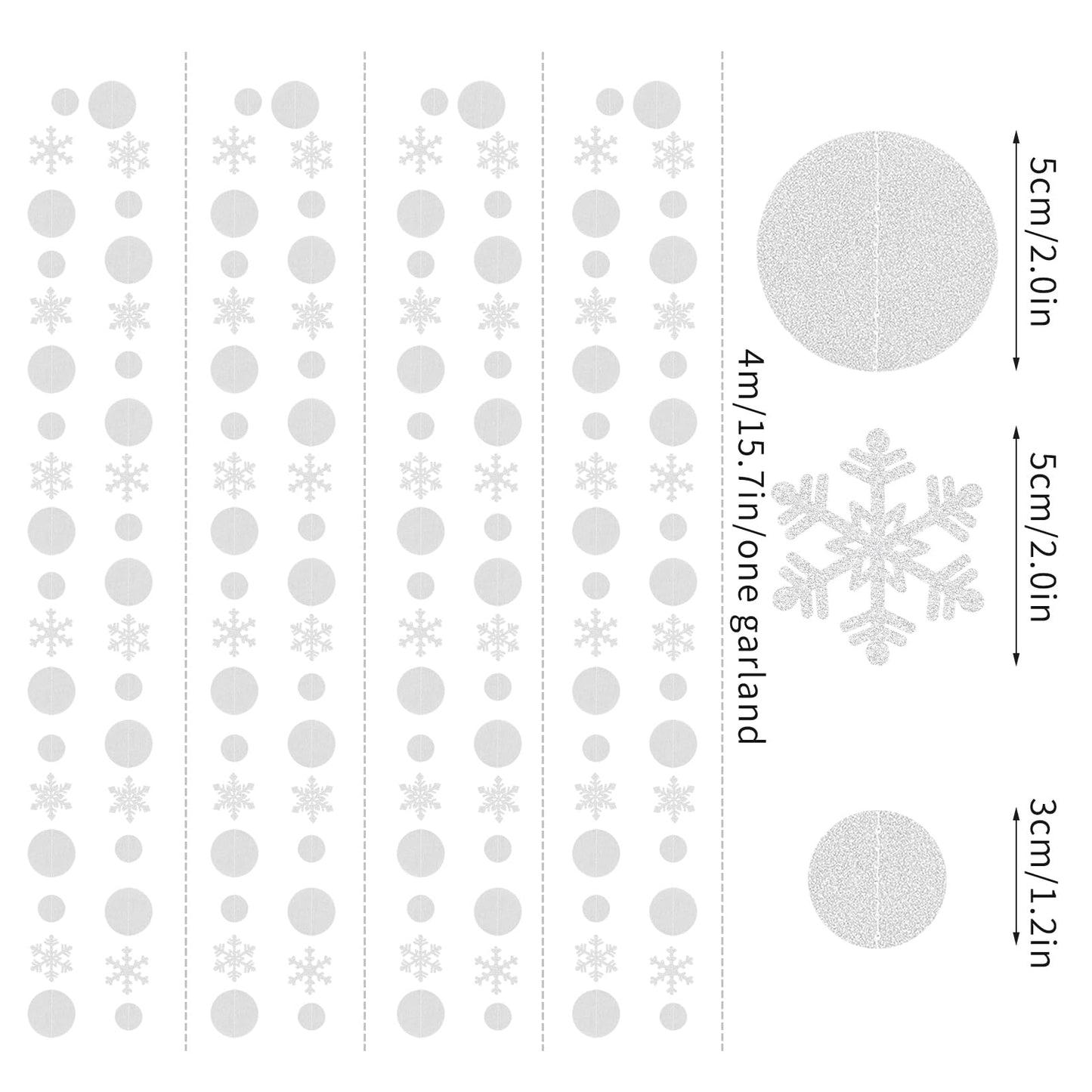 Silver Snowflake-Snow White-Christmas Party-Decorations Garland - 4pcs Winter Wonderland Hanging Streamers,Frozen Baby Shower Birthday New Year Bridal Ceiling Banner Backdrop Decor Burgleda