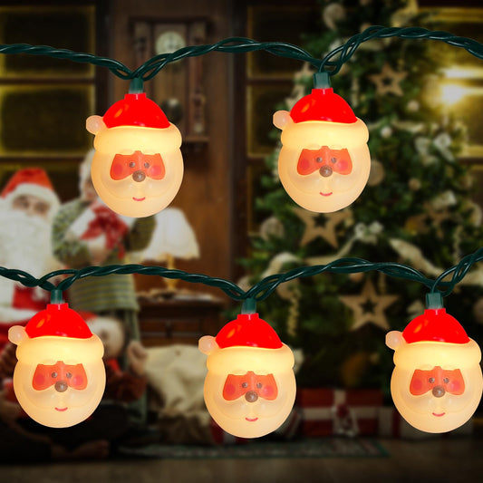 Christmas Santa Claus String Lights, 8.5Ft Christmas Decorations String Lights with 10 Santa Claus, Plug in Waterproof Novelty Fairy Light for Indoor Home Kid's Room Xmas Tree Winter Party Decor